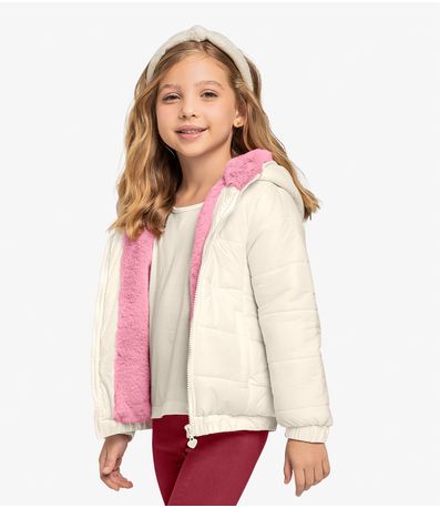Jaqueta Puffer Infantil Feminina Trick Nick Bege