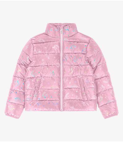Jaqueta Puffer Infantil Feminina Trick Nick Rosa