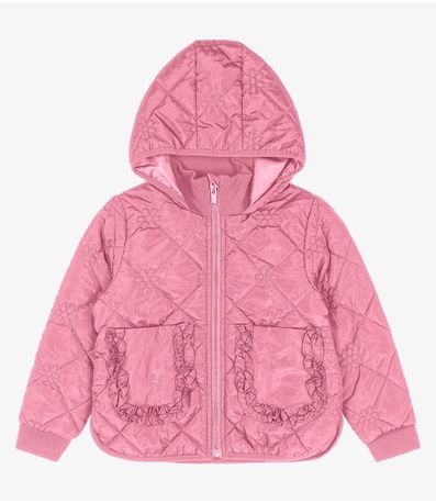 Jaqueta Puffer com Capuz Trick Nick Rosa