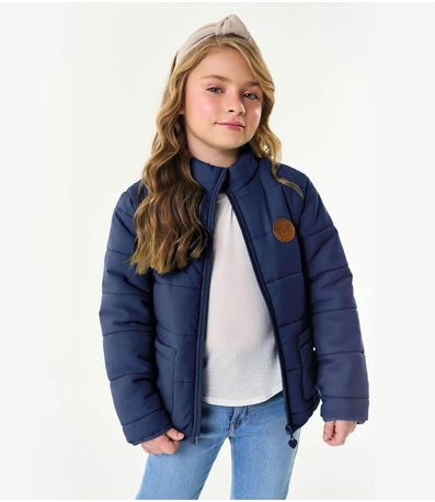 Jaqueta Puffer Infantil Feminina Trick Nick Azul