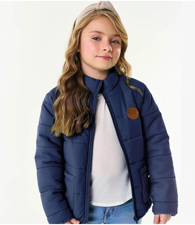 Jaqueta Puffer Infantil Feminina Trick Nick Azul