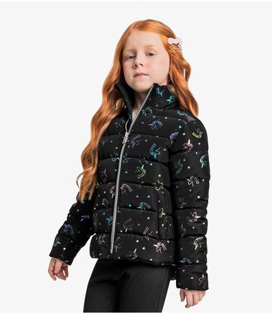 Jaqueta Puffer Infantil Feminina Trick Nick Preto