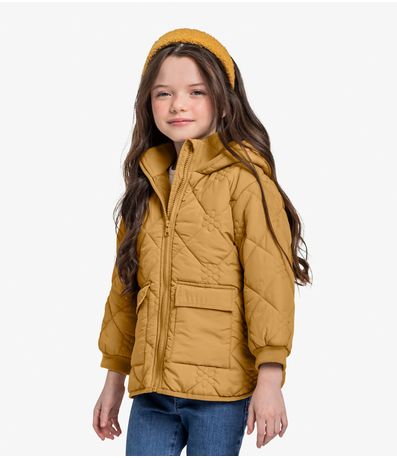Jaqueta Puffer com Capuz Trick Nick Amarelo