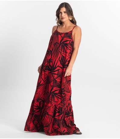Vestido Longo Feminino Estampado Select Vermelho
