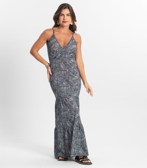 Vestido Longo Feminino Transpassado Select Cinza