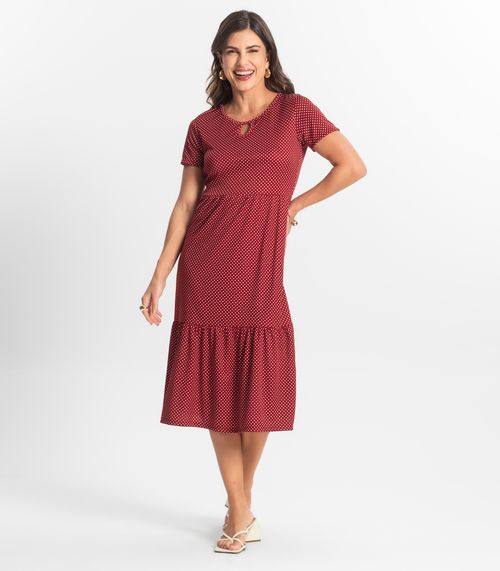 Vestido Midi Feminino Estampado Select Vermelho