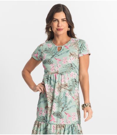 Vestido Midi Feminino Estampado Select Verde