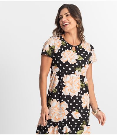 Vestido Midi Feminino Estampado Select Preto