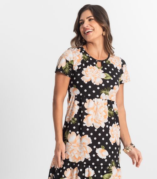Vestido Midi Feminino Estampado Select Preto