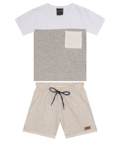 Conjunto Infantil Masculino Com Camiseta Agathos Branco