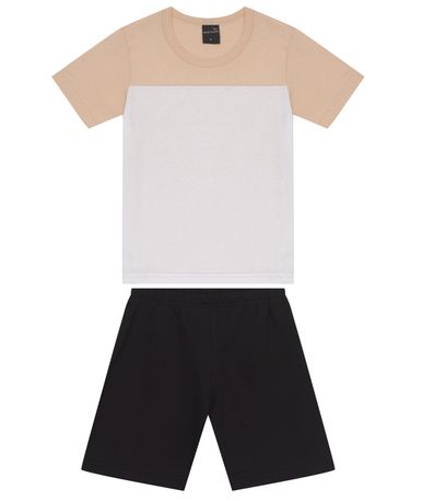 Conjunto Infantil Masculino Com Camiseta Agathos Marrom