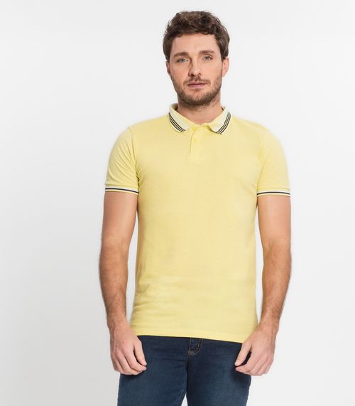 Polo Básica Com Detalhe de Linhas na Gola Select Amarelo