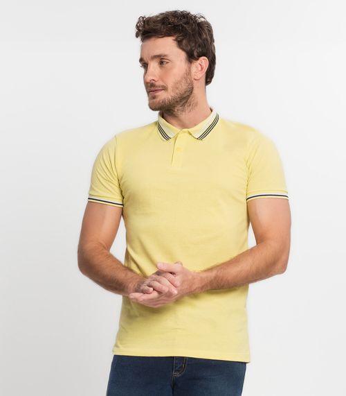 Polo Básica Com Detalhe de Linhas na Gola Select Amarelo