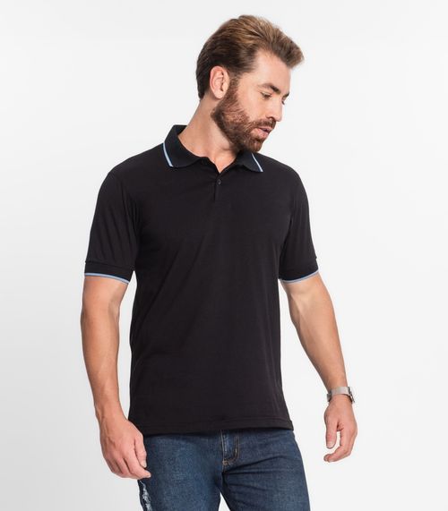 Polo Básica Com Detalhe de Linhas na Gola Select Preto