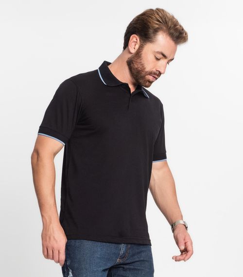 Polo Básica Com Detalhe de Linhas na Gola Select Preto