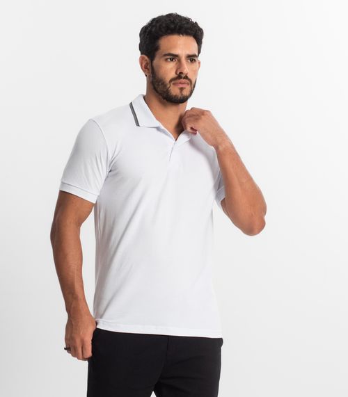 Polo Básica Com Detalhe de Linhas na Gola Select Branco