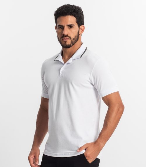 Polo Básica Com Detalhe de Linhas na Gola Select Branco