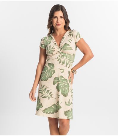 Vestido Curto Feminino Em Liganete Select Bege