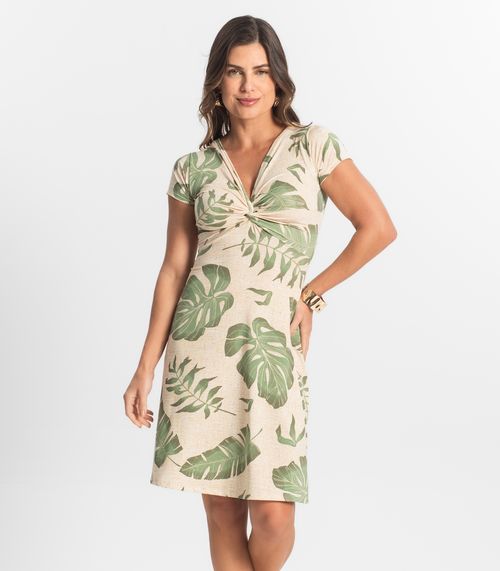 Vestido Curto Feminino Em Liganete Select Bege