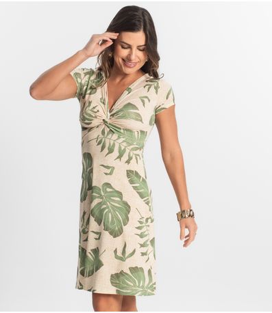 Vestido Curto Feminino Em Liganete Select Bege