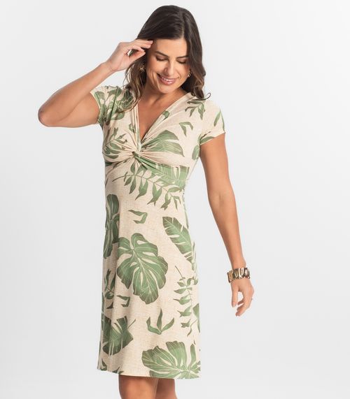 Vestido Curto Feminino Em Liganete Select Bege