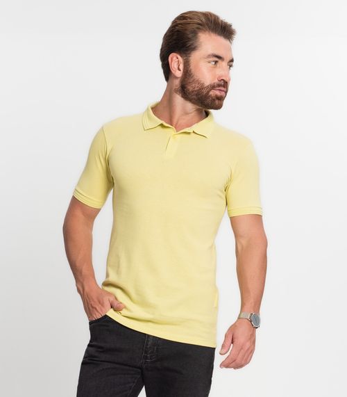 Polo Básica Com Detalhe de Linhas na Gola Select Amarelo
