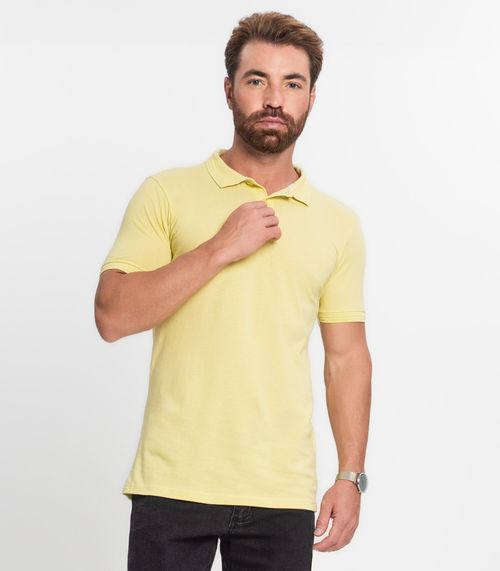 Polo Básica Com Detalhe de Linhas na Gola Select Amarelo