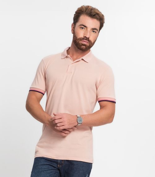 Polo Básica Com Detalhe de Linhas na Gola Select Laranja