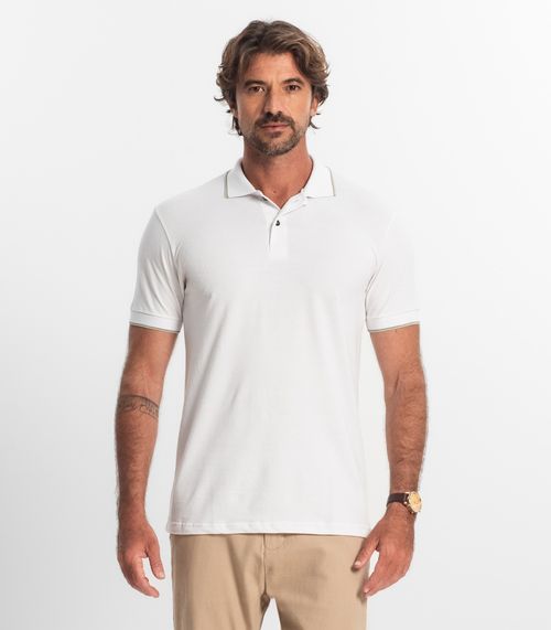 Polo Masculina Básica Com Detalhes Na Gola Select Bege