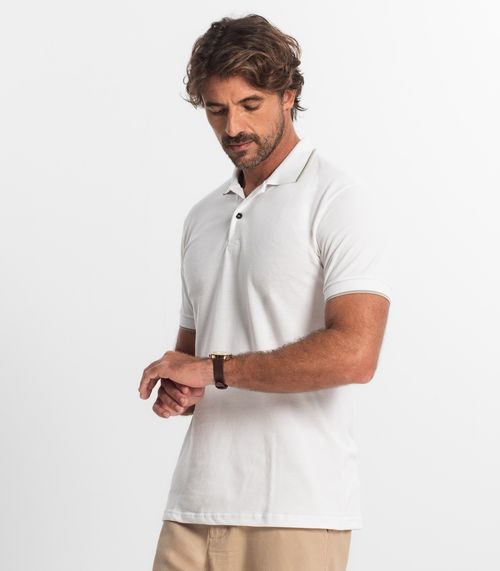 Polo Masculina Básica Com Detalhes Na Gola Select Bege