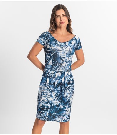 Vestido Feminino Curto Em Liganete Select Azul