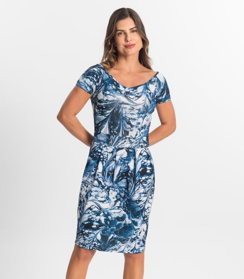 Vestido Feminino Curto Em Liganete Select Azul