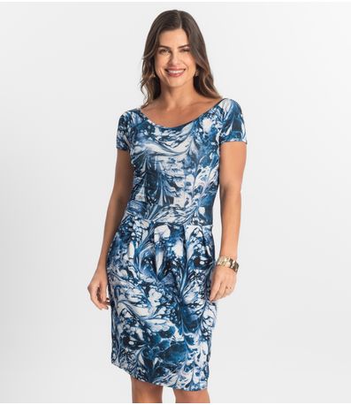 Vestido Feminino Curto Em Liganete Select Azul