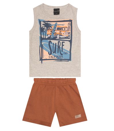 Conjunto Infantil Masculino Com Camiseta Agathos Cinza