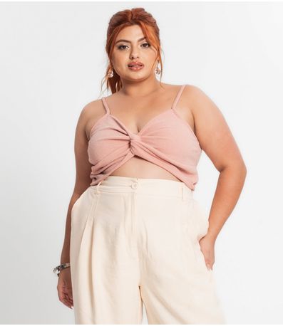 Blusa Cropped Feminina Plus Size Secret Glam Rosa