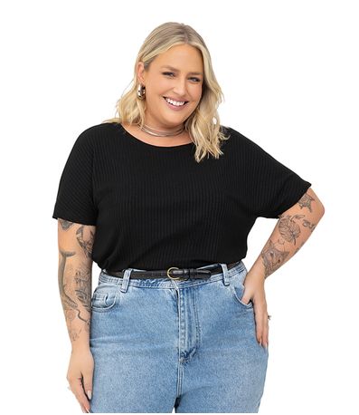 Blusa Feminina Plus Size Secret Glam Preto