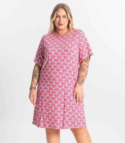 Vestido Estampado Plus Size Secret Glam Rosa
