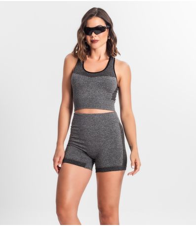 Shorts Fitness Cintura Alta Seamless Style Box Preto