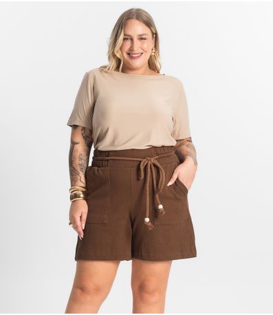 Bermuda Feminina Moletinho Secret Glam Marrom