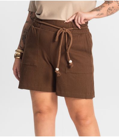 Bermuda Feminina Moletinho Secret Glam Marrom