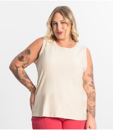 Regata Feminina Plus Size Secret Glam Bege
