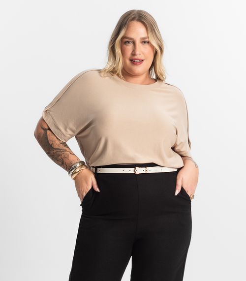 Blusa Feminina Manga Curta Secret Glam Marrom