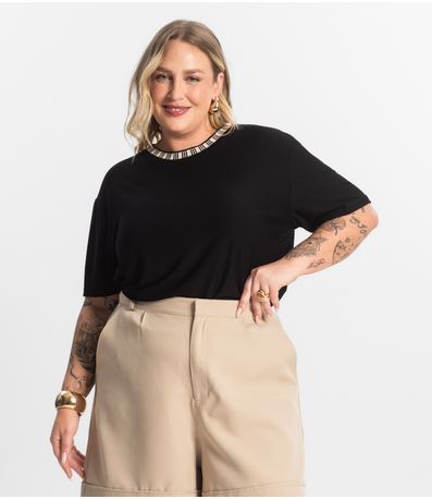 Blusa Viscose Plus Size Secret Glam Preto