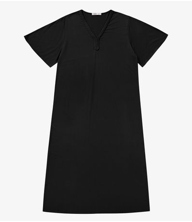 Vestido Midi Viscose Maquinetada Secret Glam Preto