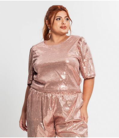Blusa Feminina Plus Size Em Paetê Secret Glam Unica