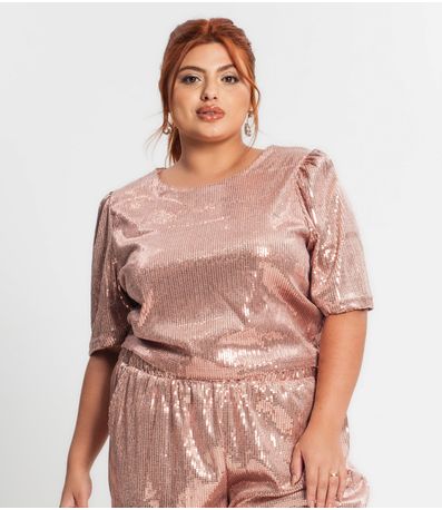 Blusa Feminina Plus Size Em Paetê Secret Glam Unica