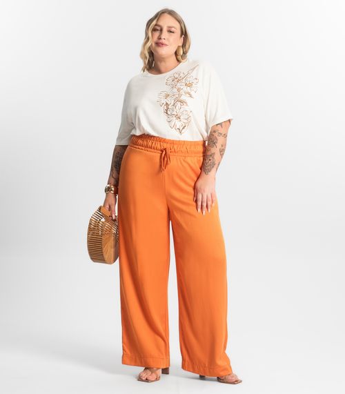 Calça Feminina Wide Leg Secret Glam Laranja