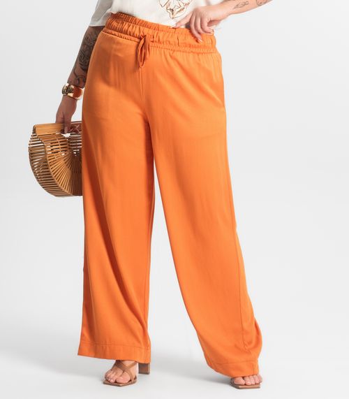 Calça Feminina Wide Leg Secret Glam Laranja