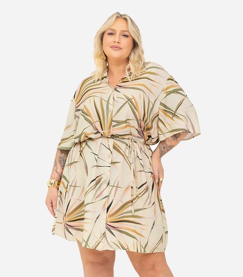 Vestido Chemise Curto Secret Glam Bege
