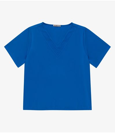 Blusa Manga Curta Plus Size Secret Glam Azul